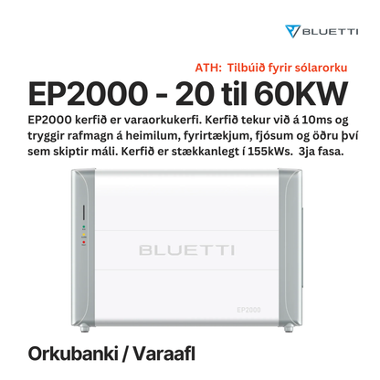 BLUETTI EP2000 varaaflskerfi fyrir heimili og fyrirtæki